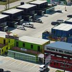 retail, office and warehouse business complex built from shipping containers