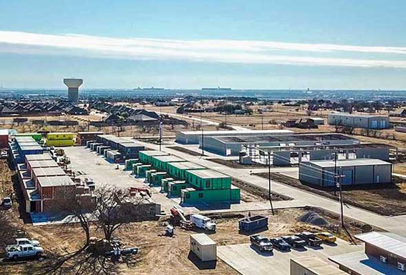 business complex built from shipping containers